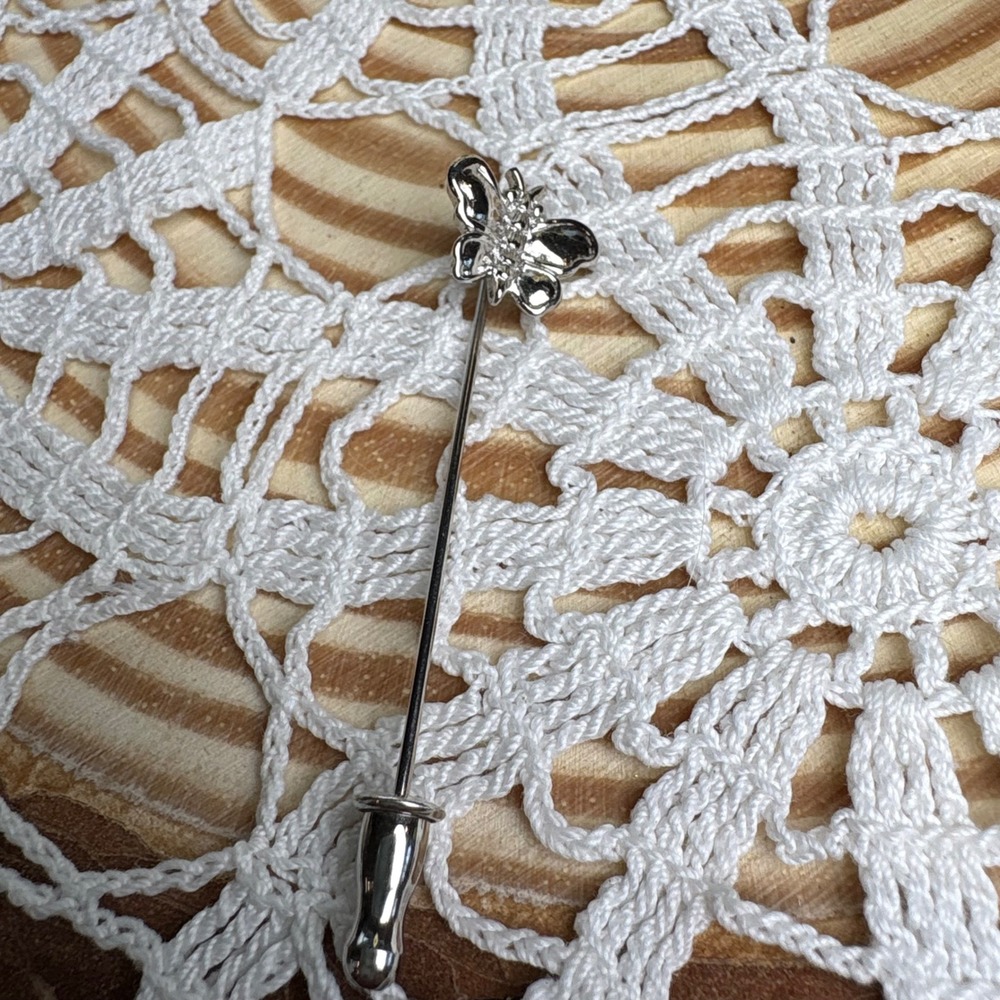 Vintage Monet Silver Tone Butterfly Stick Pin Cottagecore Y2K